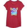 imageFurby Classic Toy Tie Dye Pattern Vintage Smiling Portrait TShirtRed Heather