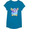 imageFurby Classic Toy Tie Dye Pattern Vintage Smiling Portrait TShirtSapphire Blue