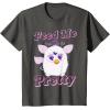 imageFurby Feed Me And Tell Me Im Pretty Cute Logo Portrait TShirtAsphalt Grey