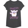 imageFurby Feed Me And Tell Me Im Pretty Cute Logo Portrait TShirtDark Heather Grey