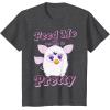 imageFurby Feed Me And Tell Me Im Pretty Cute Logo Portrait TShirtDark Heather Grey