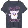 imageFurby Feed Me And Tell Me Im Pretty Cute Logo Portrait TShirtHeather Blue