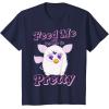 imageFurby Feed Me And Tell Me Im Pretty Cute Logo Portrait TShirtNavy Blue