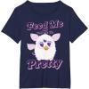 imageFurby Feed Me And Tell Me Im Pretty Cute Logo Portrait TShirtNavy Blue