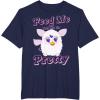 imageFurby Feed Me And Tell Me Im Pretty Cute Logo Portrait TShirtNavy Blue