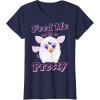 imageFurby Feed Me And Tell Me Im Pretty Cute Logo Portrait TShirtNavy Blue