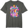 imageFurby Groovy Vintage 70s Rainbow Floral Waves Poster TShirtAsphalt Grey