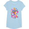 imageFurby Groovy Vintage 70s Rainbow Floral Waves Poster TShirtBaby Blue