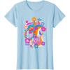 imageFurby Groovy Vintage 70s Rainbow Floral Waves Poster TShirtBaby Blue