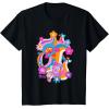 imageFurby Groovy Vintage 70s Rainbow Floral Waves Poster TShirtBlack