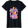 imageFurby Groovy Vintage 70s Rainbow Floral Waves Poster TShirtBlack