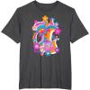 imageFurby Groovy Vintage 70s Rainbow Floral Waves Poster TShirtDark Heather Grey
