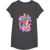 imageFurby Groovy Vintage 70s Rainbow Floral Waves Poster TShirtDark Heather Grey