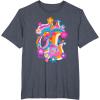 imageFurby Groovy Vintage 70s Rainbow Floral Waves Poster TShirtHeather Blue