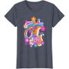 imageFurby Groovy Vintage 70s Rainbow Floral Waves Poster TShirtHeather Blue