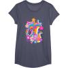 imageFurby Groovy Vintage 70s Rainbow Floral Waves Poster TShirtHeather Blue