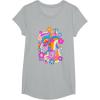 imageFurby Groovy Vintage 70s Rainbow Floral Waves Poster TShirtHeather Grey