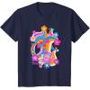 imageFurby Groovy Vintage 70s Rainbow Floral Waves Poster TShirtNavy Blue