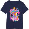 imageFurby Groovy Vintage 70s Rainbow Floral Waves Poster TShirtNavy Blue