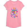 imageFurby Groovy Vintage 70s Rainbow Floral Waves Poster TShirtPink