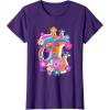 imageFurby Groovy Vintage 70s Rainbow Floral Waves Poster TShirtPurple