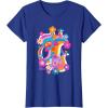 imageFurby Groovy Vintage 70s Rainbow Floral Waves Poster TShirtRoyal Blue