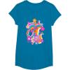 imageFurby Groovy Vintage 70s Rainbow Floral Waves Poster TShirtSapphire Blue
