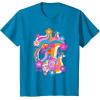 imageFurby Groovy Vintage 70s Rainbow Floral Waves Poster TShirtSapphire Blue