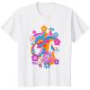 imageFurby Groovy Vintage 70s Rainbow Floral Waves Poster TShirtWhite