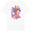 imageFurby Groovy Vintage 70s Rainbow Floral Waves Poster TShirtWhite