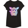 imageFurby Retro Neon Gradient Big Cute Portrait TShirtBlack