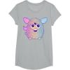 imageFurby Retro Neon Gradient Big Cute Portrait TShirtHeather Grey