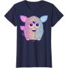 imageFurby Retro Neon Gradient Big Cute Portrait TShirtNavy Blue
