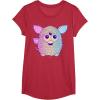 imageFurby Retro Neon Gradient Big Cute Portrait TShirtRed Heather
