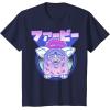 imageGagaciso Furby Retro Pink Circle Kanji Portrait TShirtNavy Blue