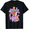 imageFurby Groovy Vintage 70s Rainbow Floral Waves Poster TShirtBlack