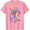 imageFurby Groovy Vintage 70s Rainbow Floral Waves Poster TShirtPink