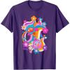 imageFurby Groovy Vintage 70s Rainbow Floral Waves Poster TShirtPurple