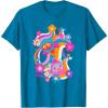 imageFurby Groovy Vintage 70s Rainbow Floral Waves Poster TShirtSapphire Blue