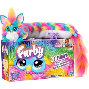 imageFURBY DJ Interactive Toy Super Snuggly Rainbow Electronic Plush with Music Lights Motion ampamp Games Speaks English ampamp Furbish 32in Long Ages 6DJ Furby