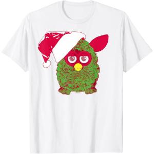 imageFurby Christmas Santa Hat Portrait TShirtWhite
