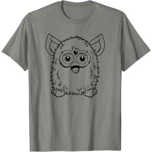 imageFurby Classic Toy Outline Vintage Smiling Portrait TShirtOlive Heather