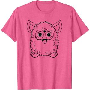 imageFurby Classic Toy Outline Vintage Smiling Portrait TShirtPink Heather