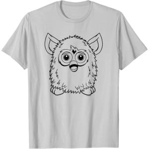 imageFurby Classic Toy Outline Vintage Smiling Portrait TShirtSilver Grey