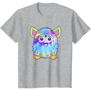 imageFurby Classic Toy Tie Dye Pattern Vintage Smiling Portrait TShirtHeather Grey