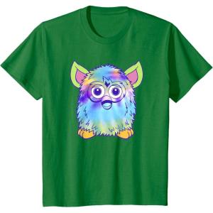 imageFurby Classic Toy Tie Dye Pattern Vintage Smiling Portrait TShirtKelly Green