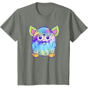imageFurby Classic Toy Tie Dye Pattern Vintage Smiling Portrait TShirtOlive Heather