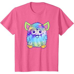 imageFurby Classic Toy Tie Dye Pattern Vintage Smiling Portrait TShirtPink Heather