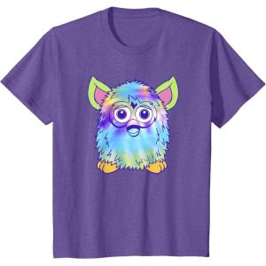 imageFurby Classic Toy Tie Dye Pattern Vintage Smiling Portrait TShirtPurple Heather