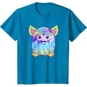 imageFurby Classic Toy Tie Dye Pattern Vintage Smiling Portrait TShirtSapphire Blue